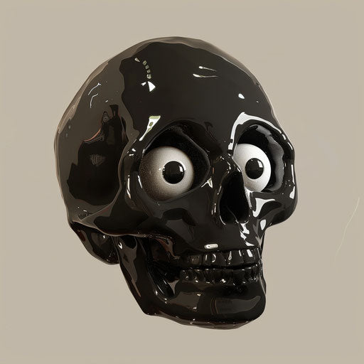Black skull head with two eyes open, webcam style