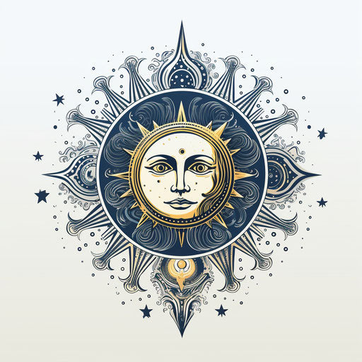 Sun and moon symbol, detailed and intricate composition