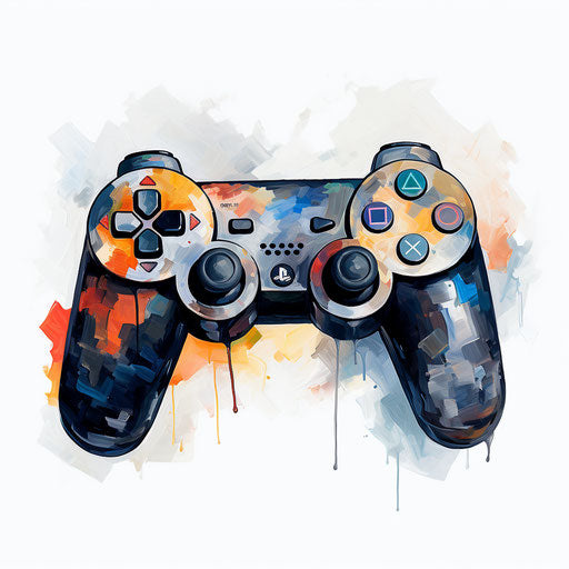 Game controller in Oil painting style on a white background