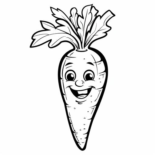 Happy carrot coloring page