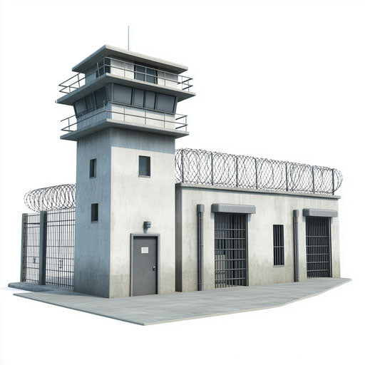3D prison with photorealistic style on white background