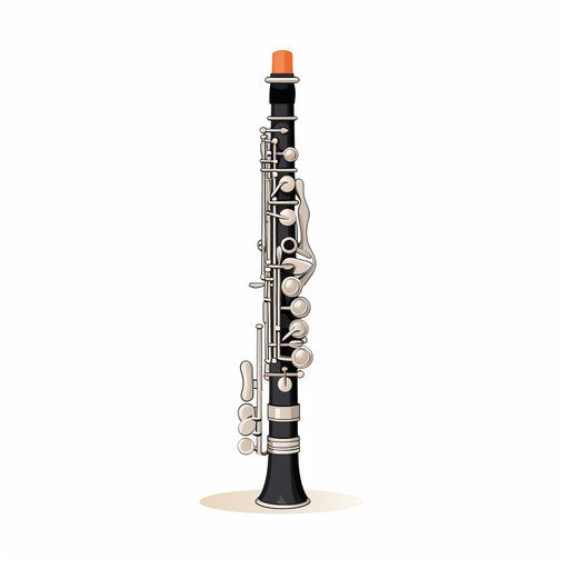 Clarinet clipart in the Minimalist style, on white background