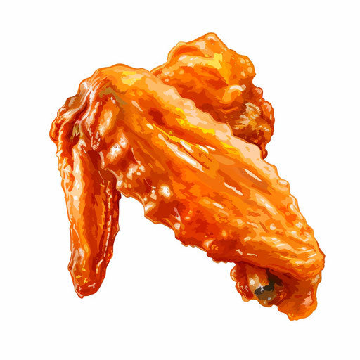 Chicken wing clipart with flat white background and details