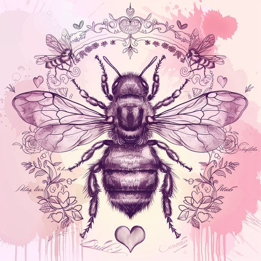 Romantic tattoo sketch of a queen bee