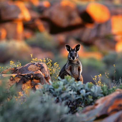 Black-flanked Rock Wallaby in the first light of dawn