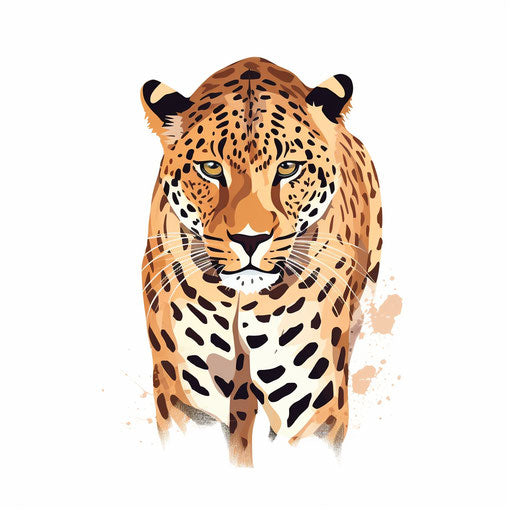 Minimalist style leopard illustration on white background