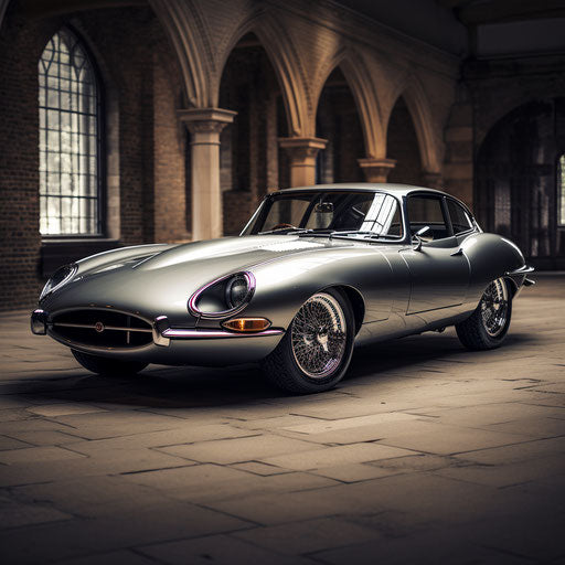 Luxury Jaguar E Type car with high-end finishes