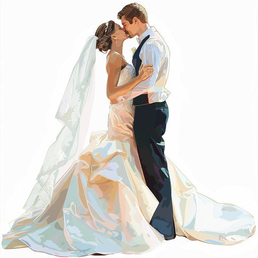 Realistic wedding clipart with random flat background