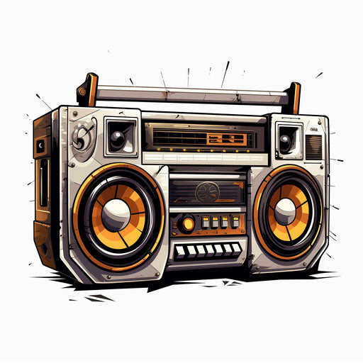 Chiaroscuro Art style illustration of a boombox on white background