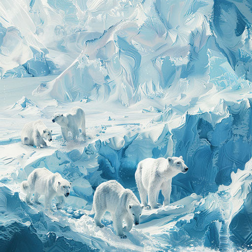 Arctic animals in a harsh icy landscape