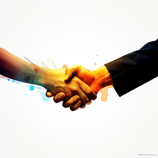 Handshake clipart in the style of Chiaroscuro Art, on white background