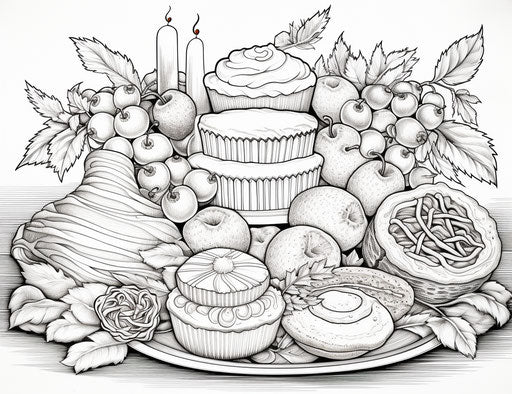 Coloring pages with food and drinks pictures