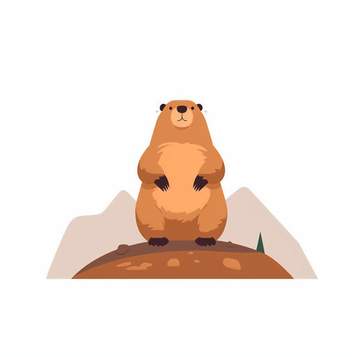 Minimalist style groundhog illustration on white background