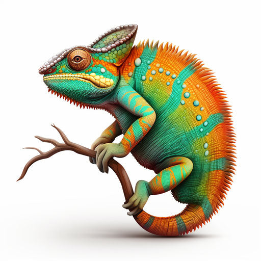 Chameleon clipart in the style of Chiaroscuro Art, on a white background