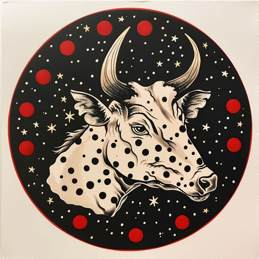 Retro tattoo sketch of the Taurus constellation in a 1950s style