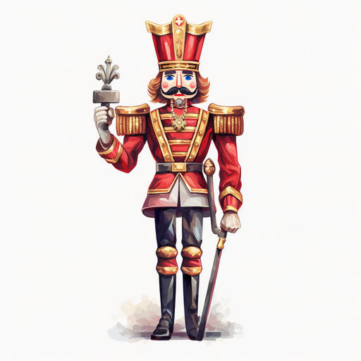 Nutcracker clipart in the style of Oil painting, on a white background