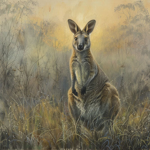 The graceful bounding of the Toolache Wallaby at dawn