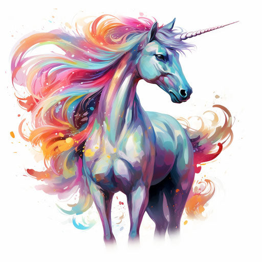 Unicorn in the style of Oil painting, on a white background