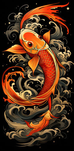 Chinese koi fish tattoo design in the form of a wave