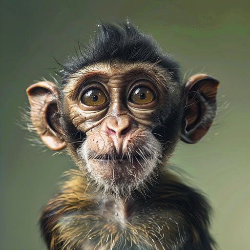 Close-up portrait of a cute monkey with a cheeky grin