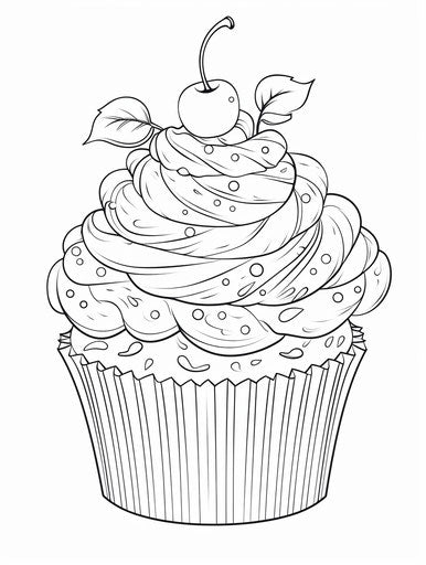 Happy birthday cupcake coloring for kids