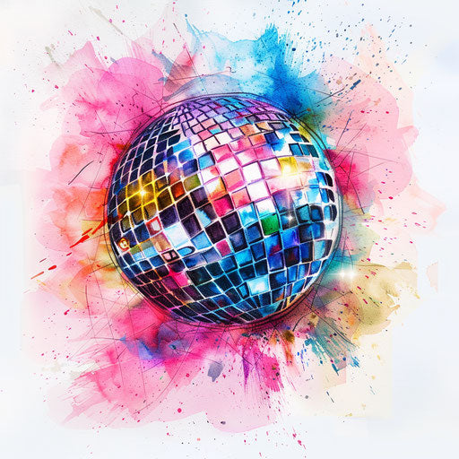 Watercolor sketch of disco ball tattoo