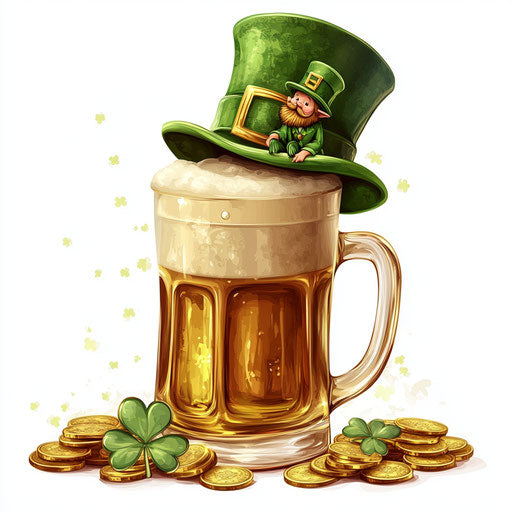 Saint Patrick's Day hat with gold coins and leprechaun