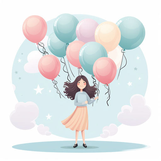 Celebration art in Pastel Colors Art style, on a white background