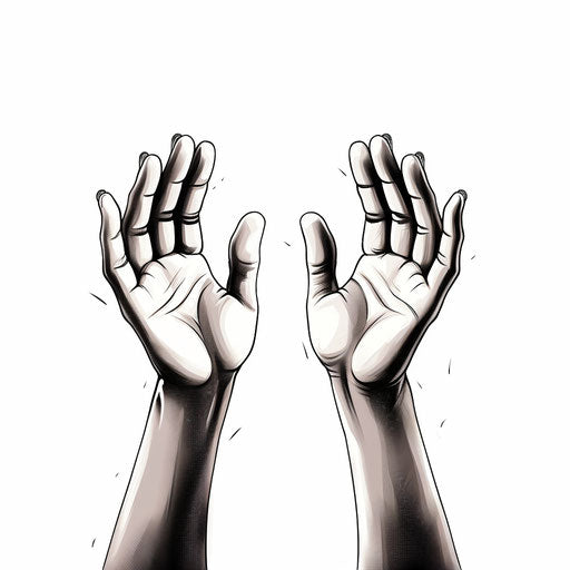 Clapping hands illustration in the style of Chiaroscuro Art, on white background