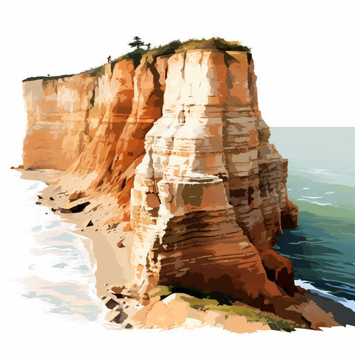 Cliff clipart in the style of Impressionistic Art