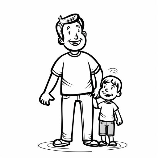 Father and Child Holding Hands, Smiling Together