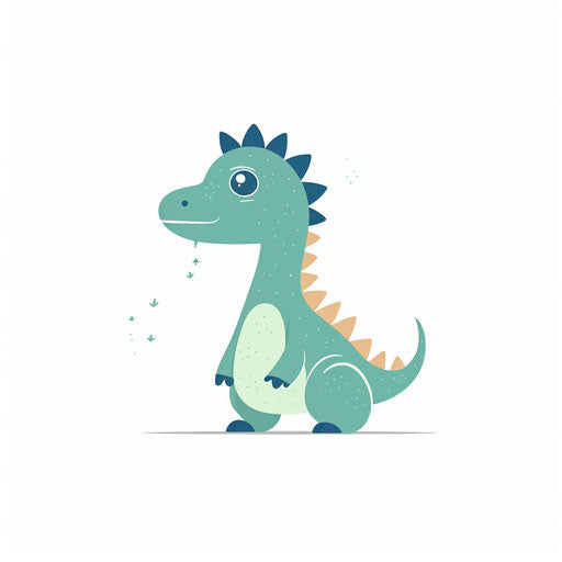 Adorable dinosaur drawing in Minimalist style, on white background