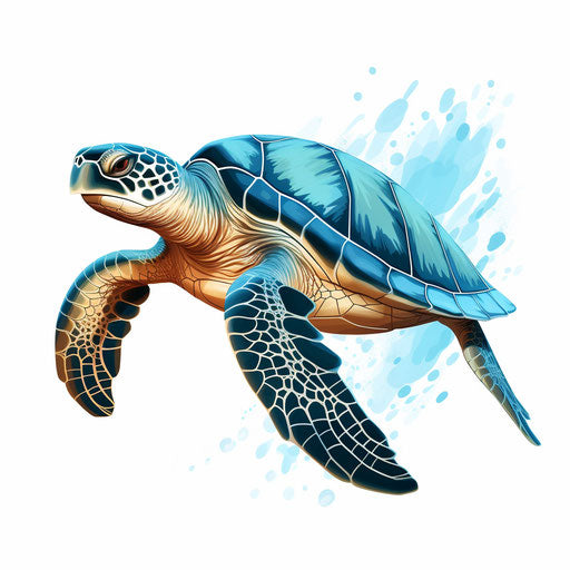 Sea turtle clipart in minimalist style, on white background