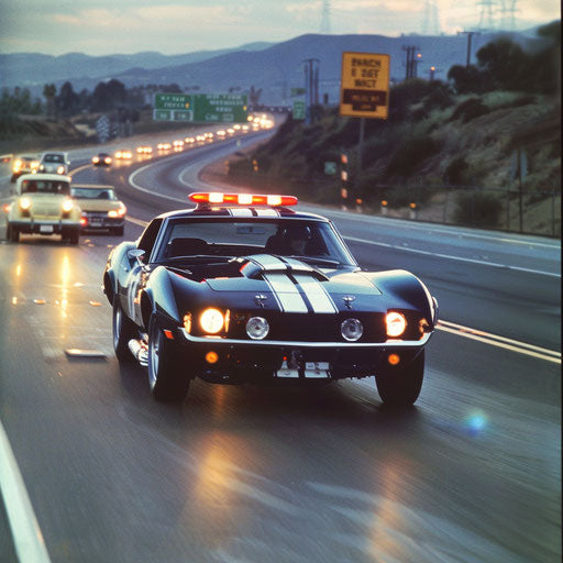 Shelby Daytona police interceptor chasing on busy highway