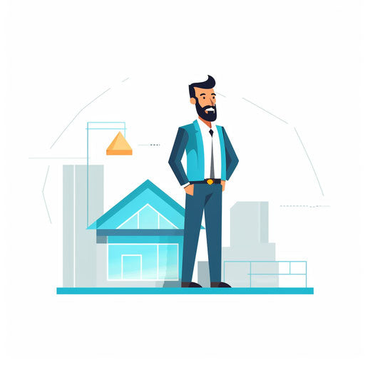 Minimalist style architecture clipart, on a white background