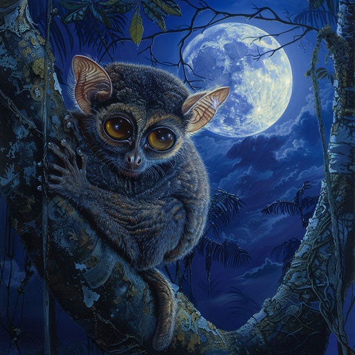 Silent vigil of the tarsier in the nocturnal jungle