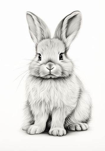 Drawing of rabbit sitting in lap