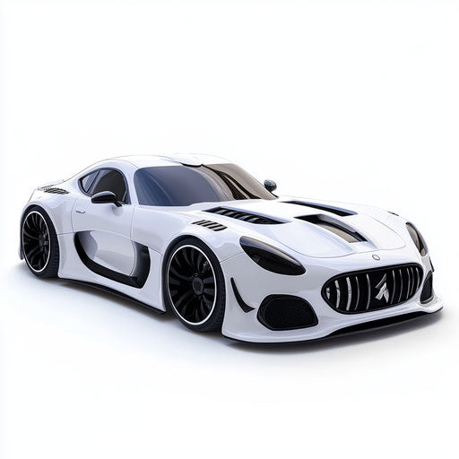 Realistic 3D car on flat white background, isolated clipart