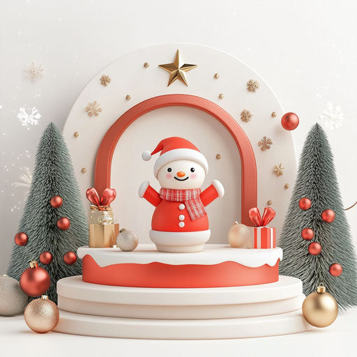 Cute 3D Christmas on white background, photo realistic style