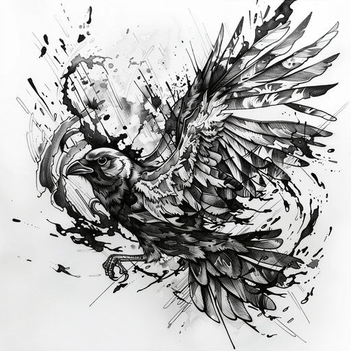 Thunderbolt transforming into bird, clipart style