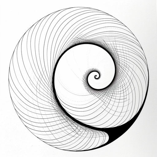 Minimalist geometric spiral in flat tattoo sketch