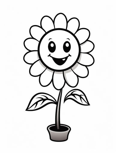 Smiling face flower coloring, natural simplicity, animated