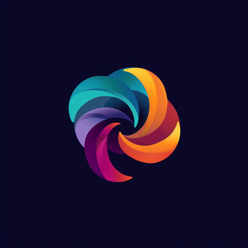 Simple artistic logo design with colorful abstract background