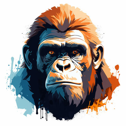 Monkey illustration in the style of Chiaroscuro Art on white background