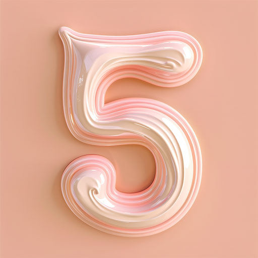 Realistic style number 5 clipart on pastel peach background