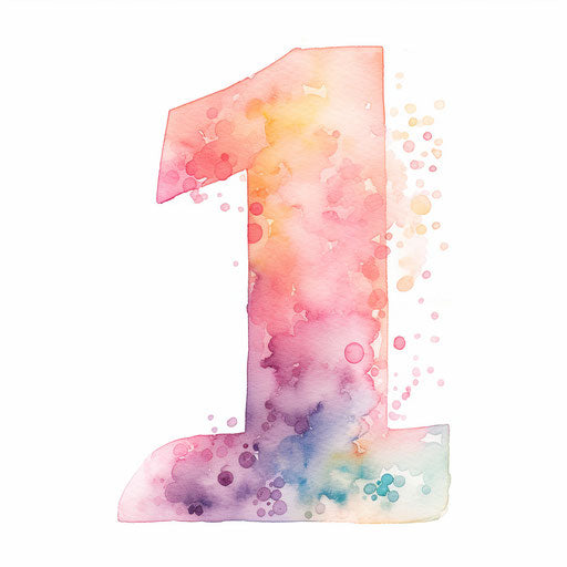 Number 1 clipart in the style of Pastel Colors Art