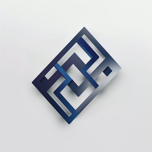 Examples of logos with sleek, modern typography and a geometric icon, in blue and grey, on a white background