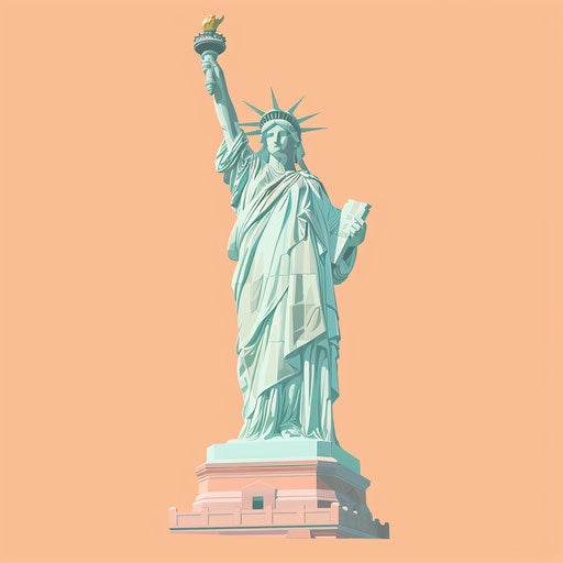 Realistic independence day clipart on flat pastel peach background