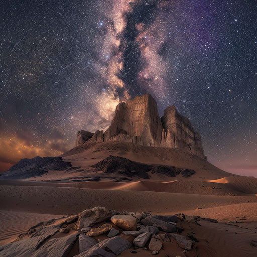 Jebel Jais under the Milky Way, in the style of Erez Marom