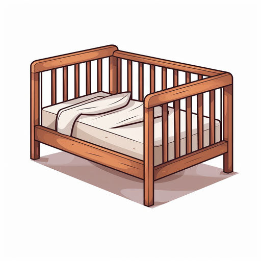 Minimalist clipart of a cot on white background